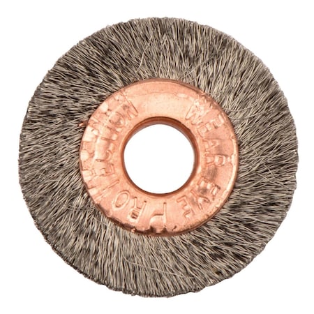 Weiler 1" Dia Crimped Wire Wheel, .003" Fill, 1/4" Arbor Hole 16461